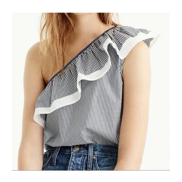 J. Crew Striped One Shoulder Top - Picture 1 of 6